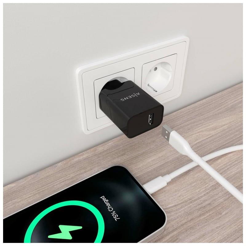 Carregador de alta eficiência Aisens 10.5W 1xUSB Preto imagem real