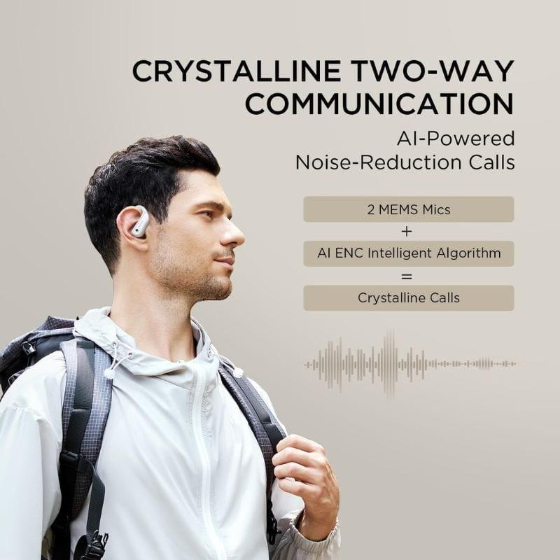 1More Fit Open Earbuds S50 Silver - Auscultadores Bluetooth com redução do ruído durante as chamadas