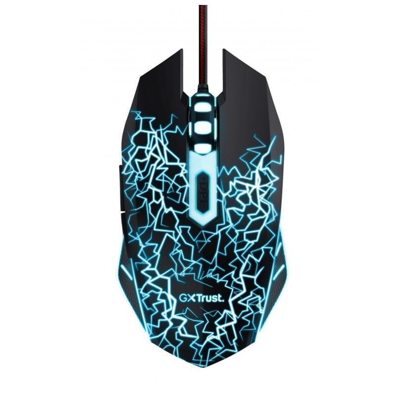Trust 24752 USB Black with Mousepad - Souris de jeu - 4000 DPI bleu