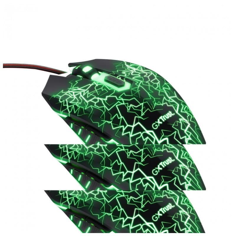 Trust 24752 USB Black with Mouse Pad - Souris de jeu - 4000 DPI vert