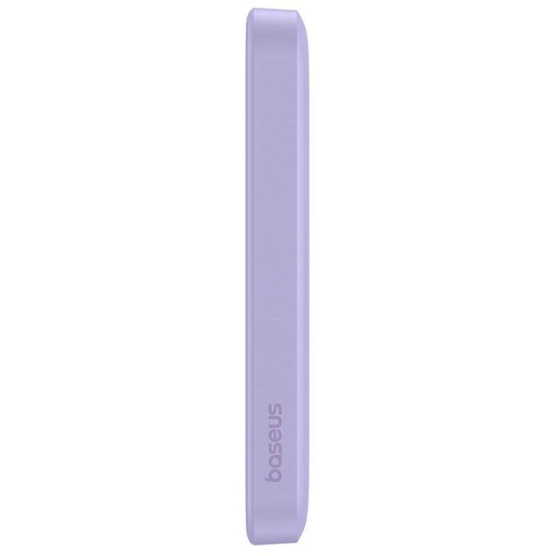 Power Bank Mini 5000mAh Baseus MagSafe Compatível Roxo - Carregamento Rápido 20W e Cabo C incluídos no perfil