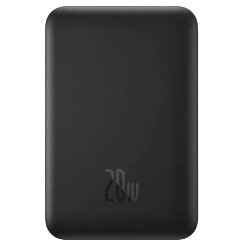 Power Bank Mini 5000mAh Baseus compatible con MagSafe Negro - Carga rápida 20W y Cable tipo C incluido de frente