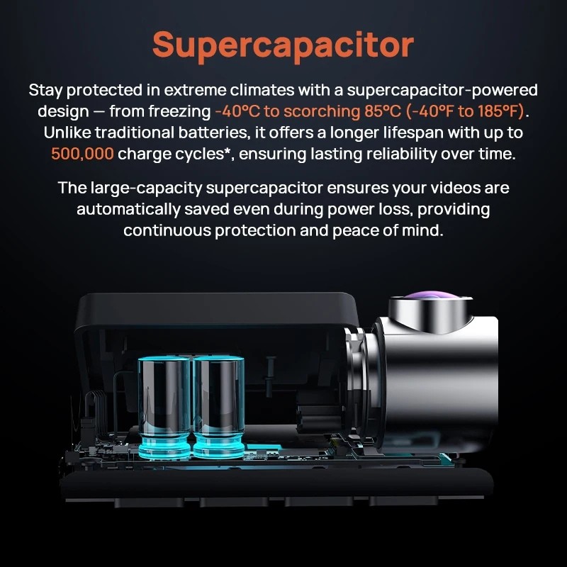70mai Dash Cam 4K A800SE - condensador integrado