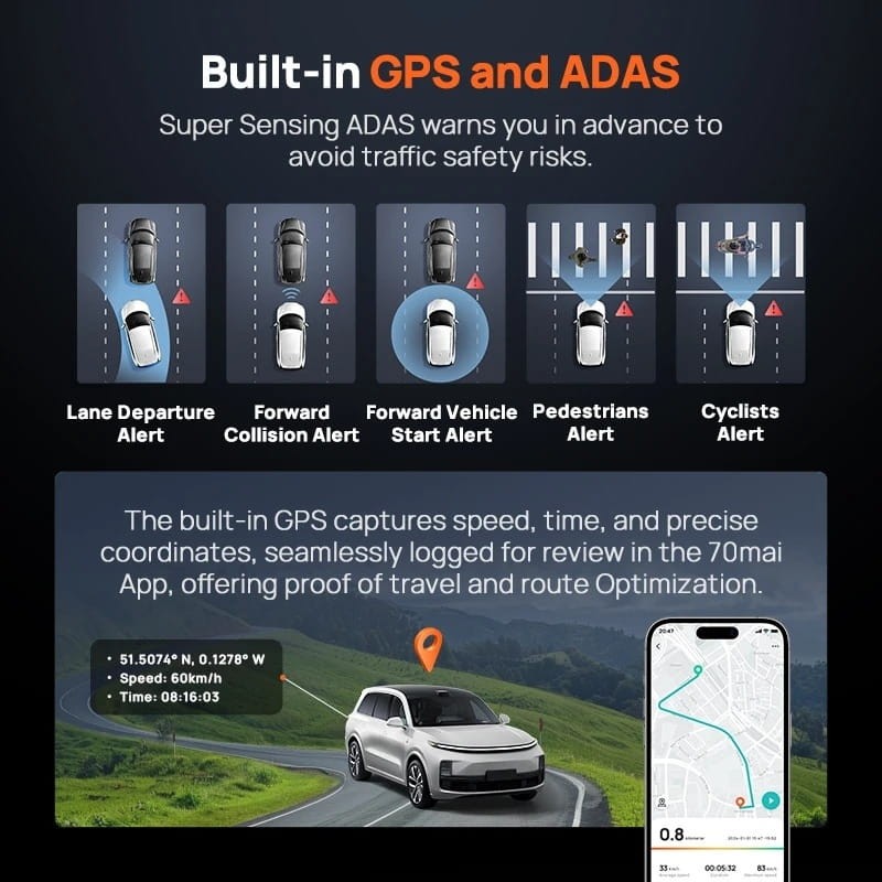 70mai Omni X800-2 128GB + Cámara Trasera 4K WiFi/4G Negro - GPS integrado