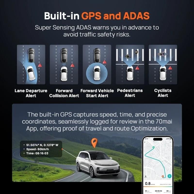 70mai Omni X800-2 128GB + Cámara Trasera 4K WiFi/4G Negro - GPS integrado