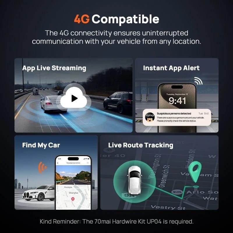 70mai Omni X800-2 128GB + Cámara Trasera 4K WiFi/4G Negro - compatible con conectividad 4G