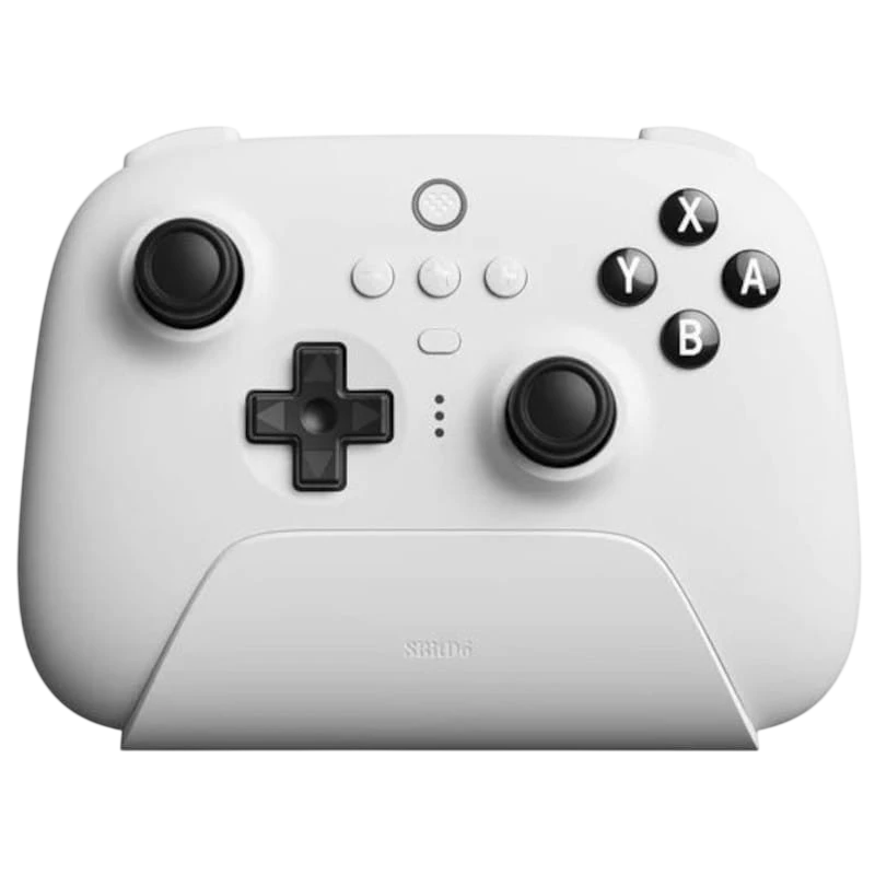 8BitDo Ultimate Bluetooth/2.4G Gamepad com Adaptador + Base de Carregamento Branco - Controlador para Nintendo Switch/Smartphone/PC