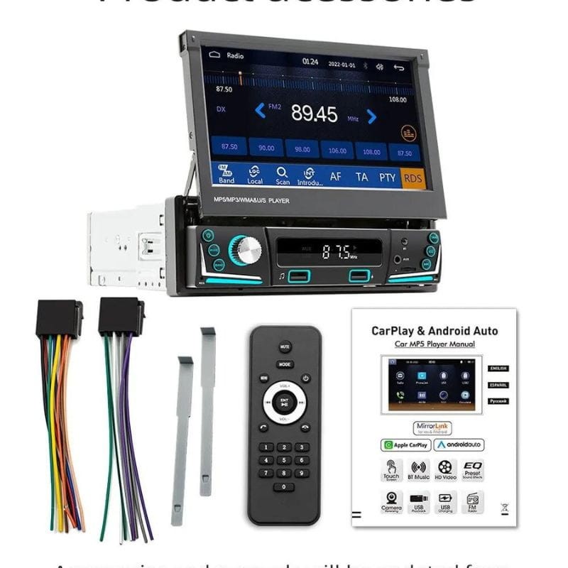 SWM 9606C-S Bluetooth/MirrorLink/Carplay/USB Preto - Conteúdo da caixa estéreo para automóvel 1 DIN