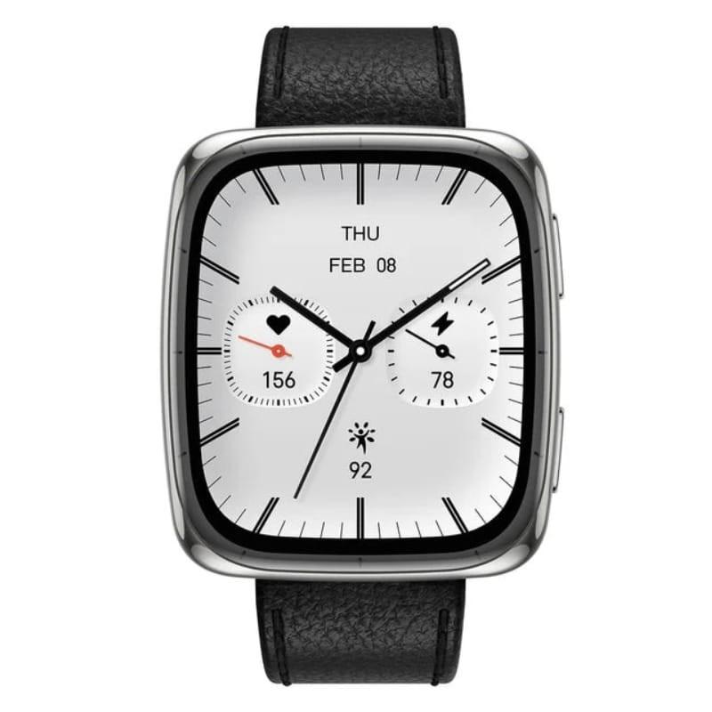 Amazfit Active 2 Square Bracelet en Cuir Noir - vue de face