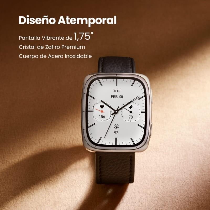 Amazfit Active 2 Square Bracelet en Cuir Noir - taille de l'écran