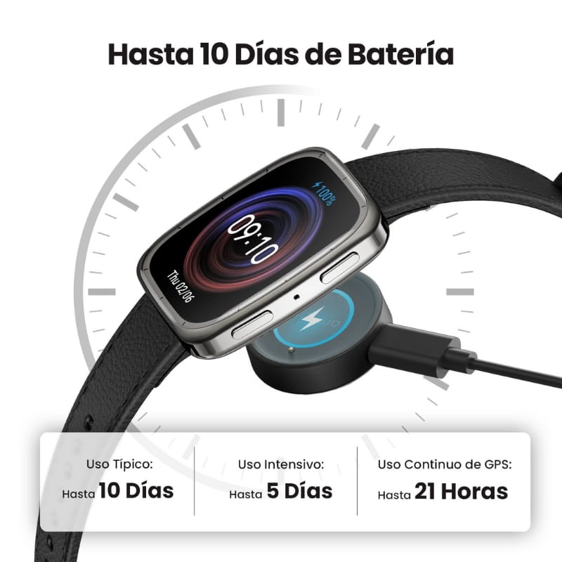 Amazfit Active 2 Square Bracelet en Cuir Noir - autonomie de la batterie