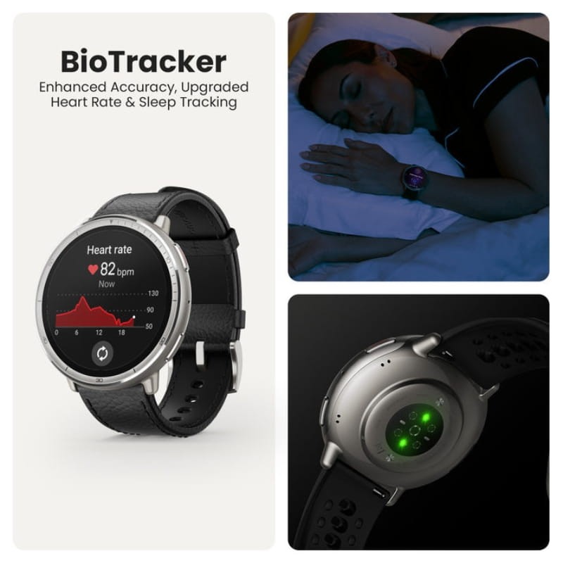 Amazfit Active 2 Correa Cuero Negro - Reloj Inteligente con GPS - sensor BioTracker