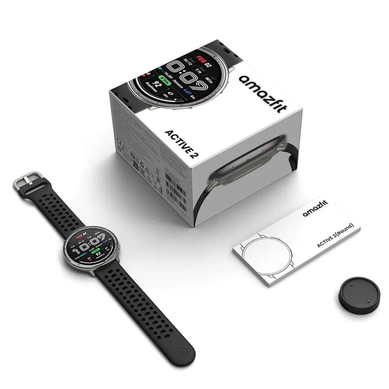 Amazfit Active 2 Correa Silicona Negro  - Reloj Inteligente con GPS - contenido de la caja