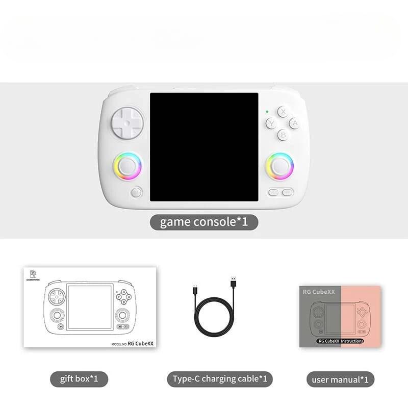 Consola Retro Portátil Anbernic RG CubeXX 32 GB Blanco - contenido de la caja