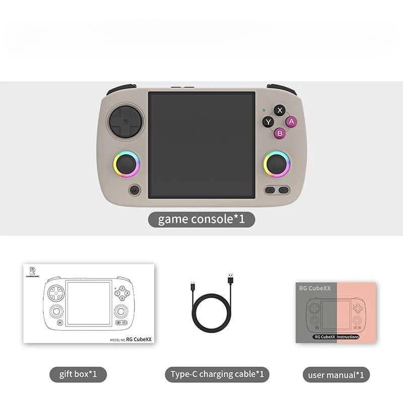 Consola Retro Portátil Anbernic RG CubeXX 32 GB Gris - contenido de la caja