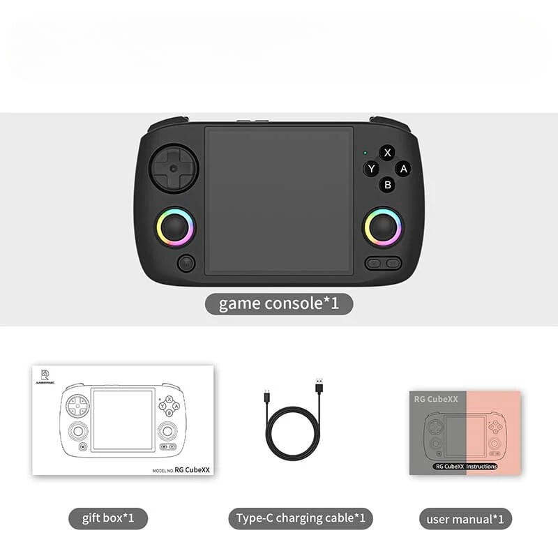 Consola Retro Portátil Anbernic RG CubeXX 32 GB Negro - contenido de la caja
