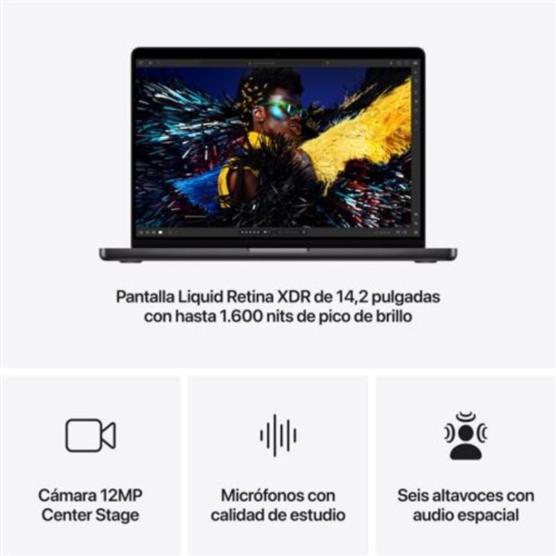 Apple MacBook Pro Apple M M4 Pro 24GB/512GB Plata 14,2 - pantalla y sistema de audio
