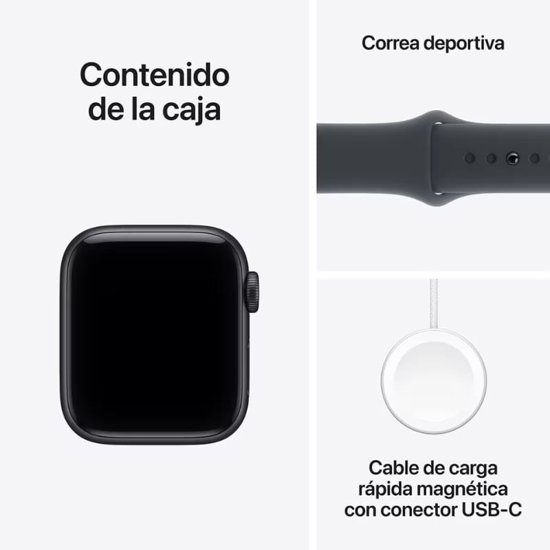 Apple Watch SE 3 GPS 40 mm Meia-Noite M/L - conteúdo da caixa