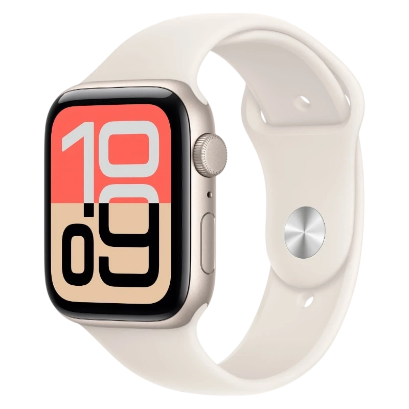 Apple Watch SE 3 GPS 44 mm Blanc stellaire avec bracelet sport Blanc S/M