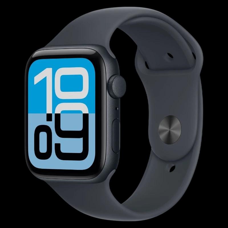 Apple Watch SE 3 GPS 44 mm Meia-noite com pulseira desportiva Preto M/L