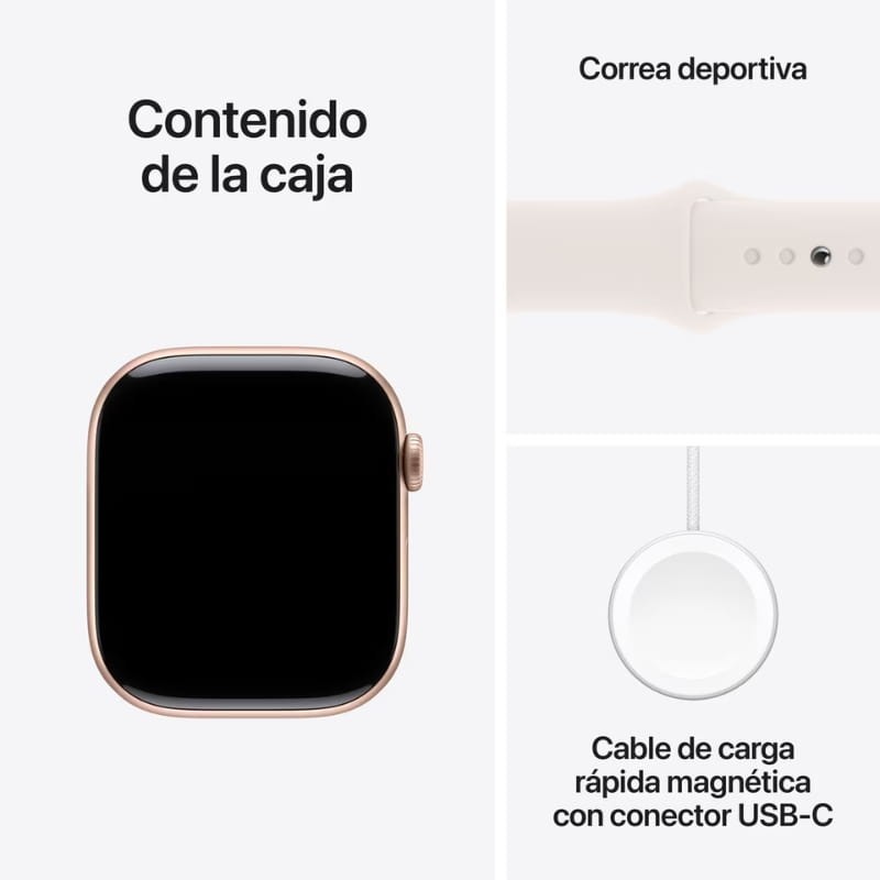 Apple Watch Series 10 GPS 46mm Aluminio Oro rosa - contenido de la caja