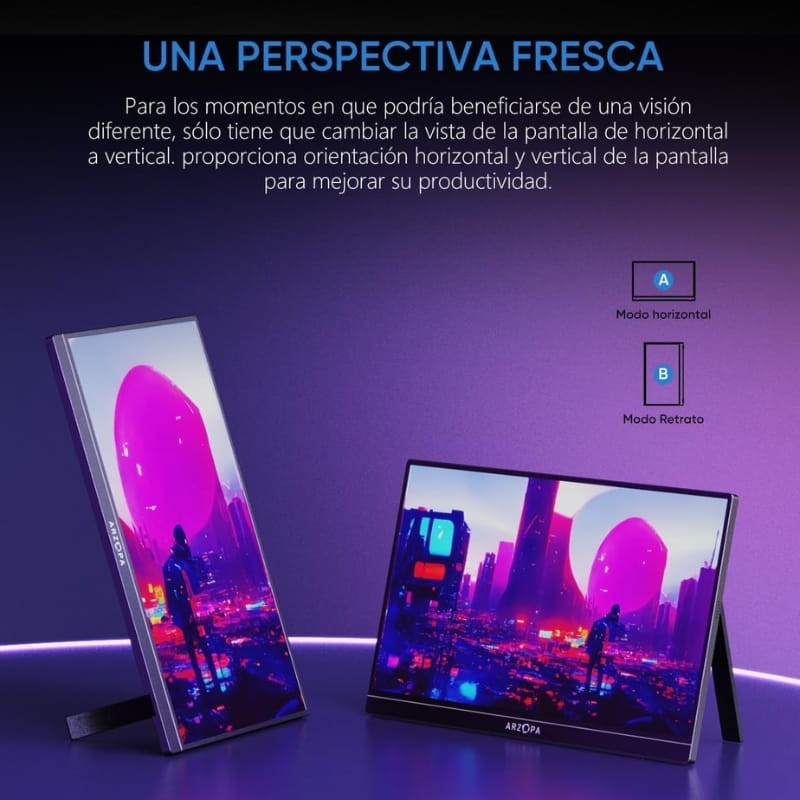 Arzopa Z1FC 16,1'' FHD IPS 144Hz HDR - Monitor Portátil - perspectiva adaptable