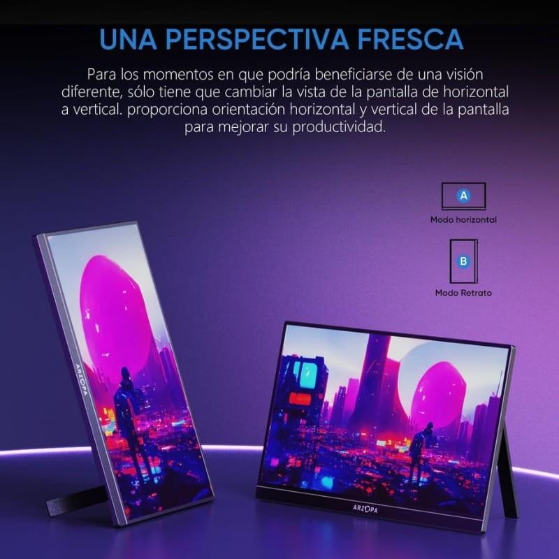 Arzopa Z1FC 16,1'' FHD IPS 144Hz HDR - Monitor Portátil - perspectiva adaptable