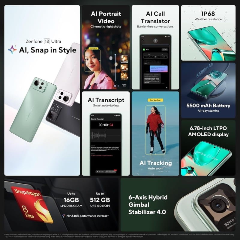 Asus Zenfone 12 Ultra 5G 16GB/512GB Blanco Sakura - funciones principales