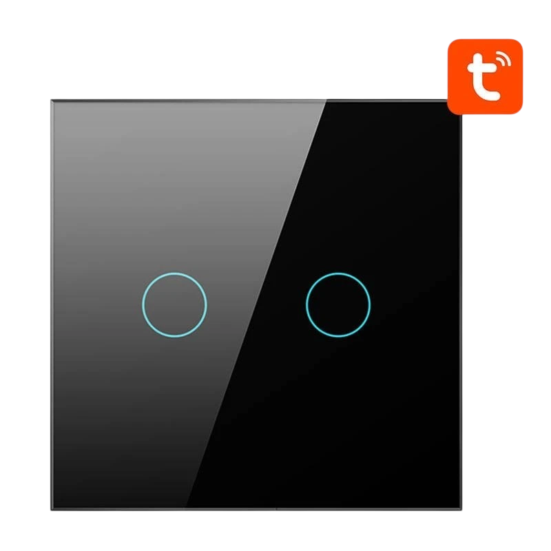 Avatto LZTS02-EU-B2 2 boutons ZigBee Noir - Interrupteur tactile intelligent