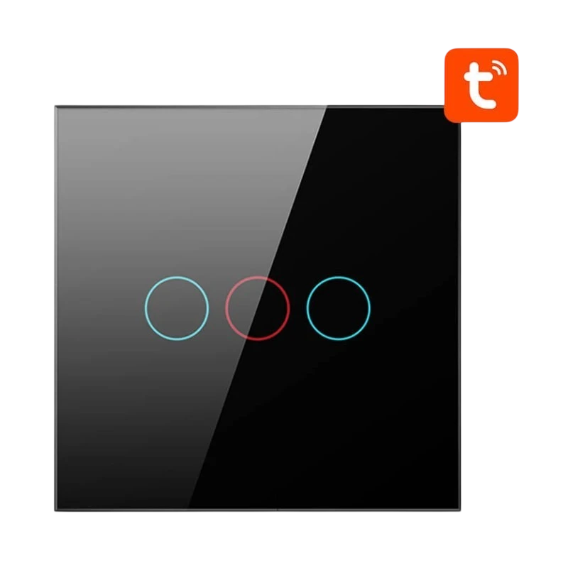 Avatto LZTS02-EU-B3 3 Botones ZigBee Negro - Interruptor Táctil Inteligente