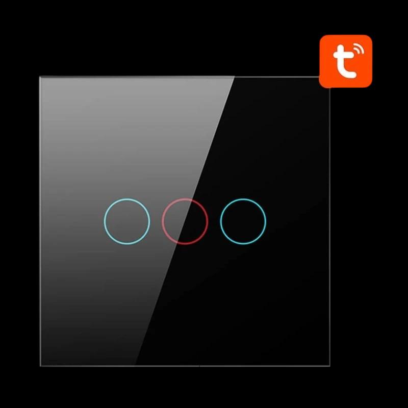 Avatto LZTS02-EU-B3 3 Botones ZigBee Negro - Interruptor Táctil Inteligente