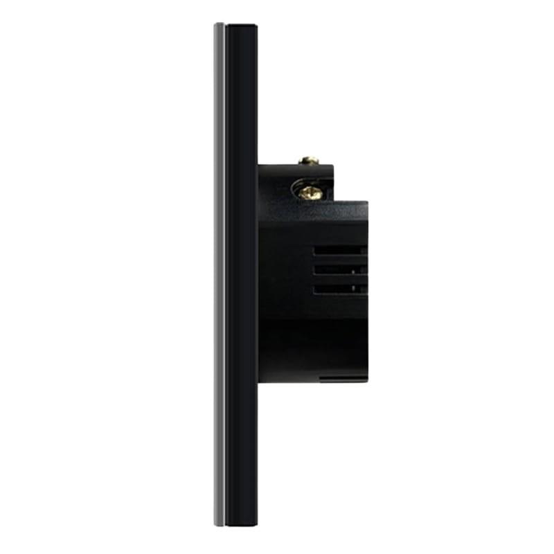 Avatto LZTS02-EU-B3 3 Botones ZigBee Negro - Interruptor Táctil Inteligente - vista lateral
