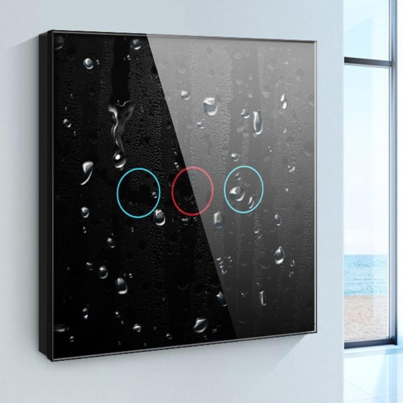 Avatto LZTS02-EU-B3 3 Botones ZigBee Negro - Interruptor Táctil Inteligente - resistencia a la humedad