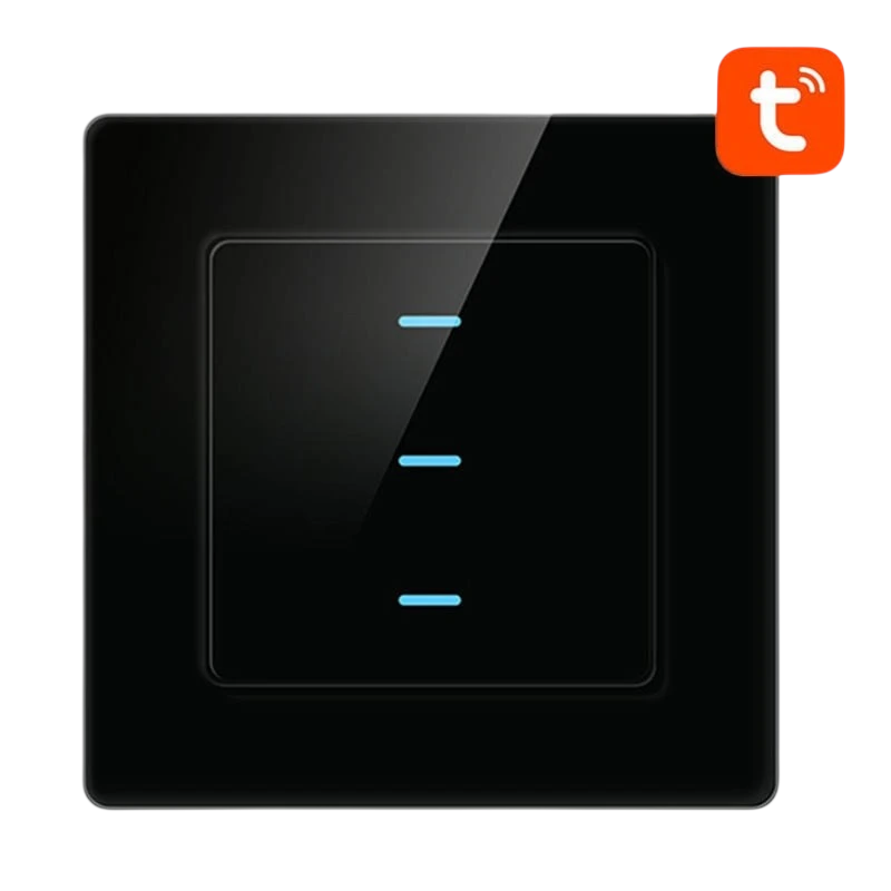 Avatto N-TS10-B3 3 Botones WiFi Negro - Interruptor Táctil Inteligente