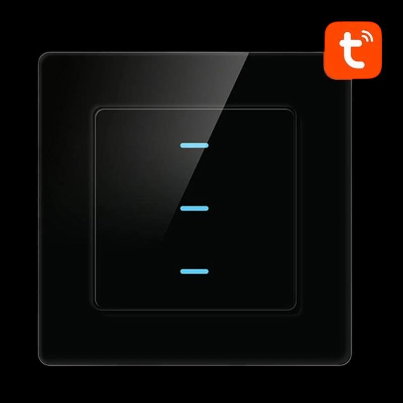 Avatto N-TS10-B3 3 Botones WiFi Negro - Interruptor Táctil Inteligente