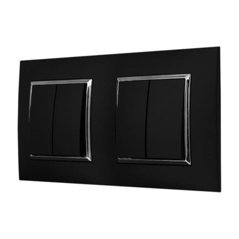 Avatto N-TS10-Frame-B2 Noir - Cadre pour Interrepteurs - 2 interrupteurs