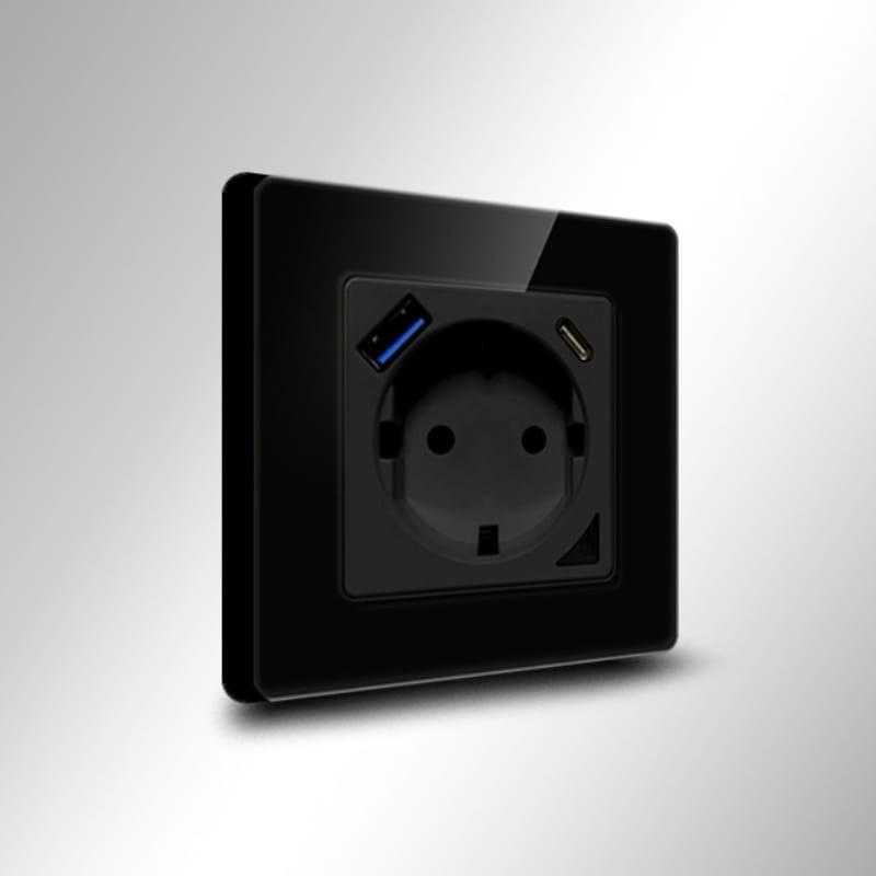 Avatto N-WOT10-USB-B WiFi Preto - Tomada Inteligente - Vista a 45 graus