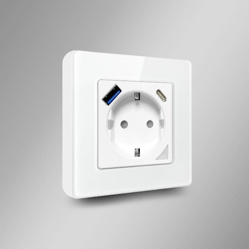 Avatto N-WOT10-USB-W WiFi Branco - Tomada Inteligente - Vista a 45 graus