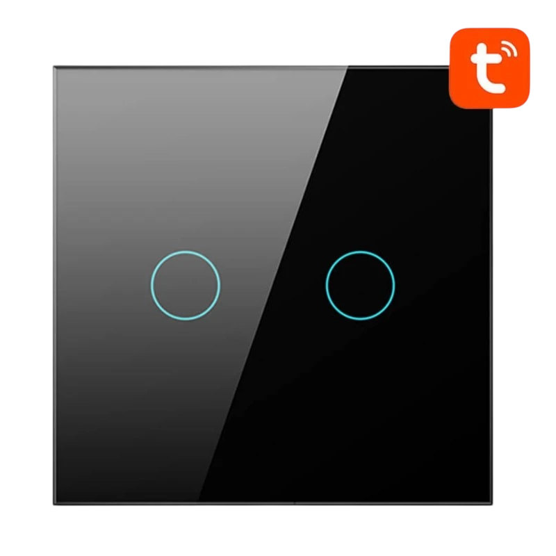 Avatto TS02-EU-B2 2 boutons WiFi noir - Interrupteur tactile intelligent