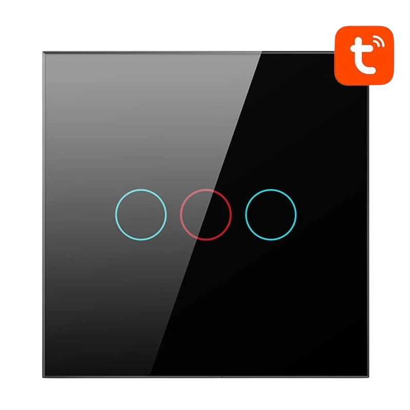 Avatto TS02-EU-B3 3 Botones WiFi Negro - Interruptor Táctil Inteligente