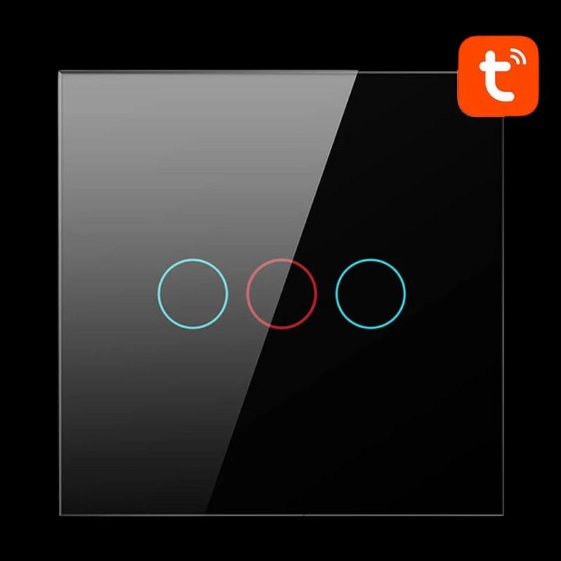 Avatto TS02-EU-B3 3 Botones WiFi Negro - Interruptor Táctil Inteligente