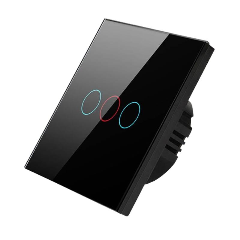 Avatto TS02-EU-B3 3 Botones WiFi Negro - Interruptor Táctil Inteligente - vista a 45 grados