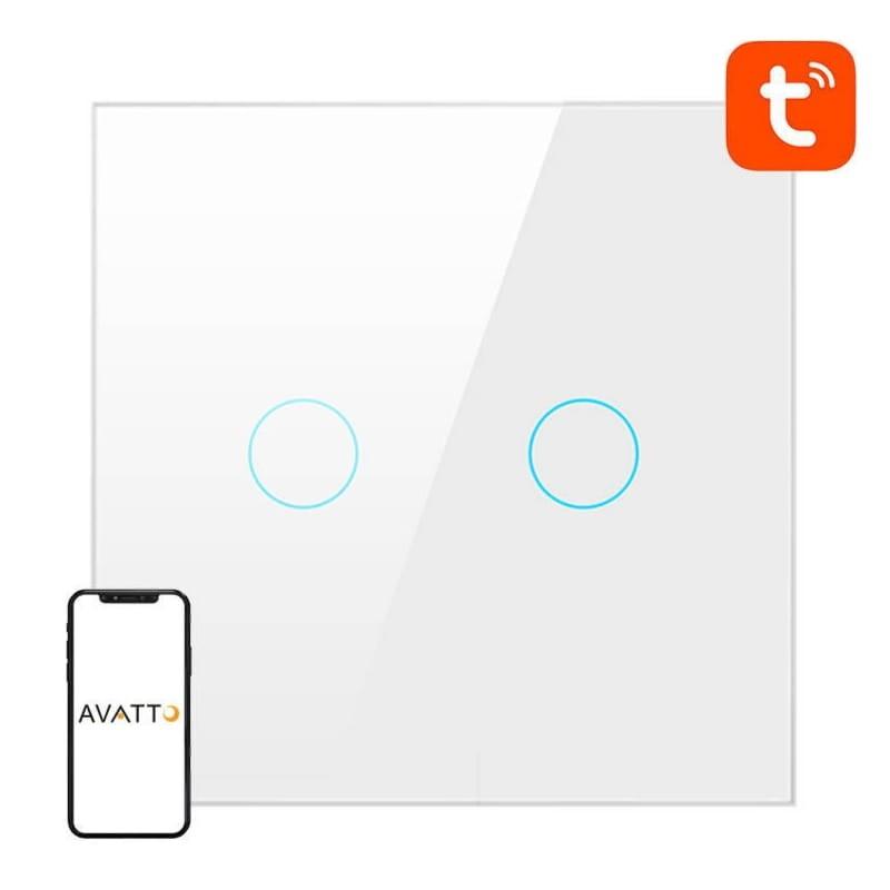 Avatto TS02-EU-W2 2 Botones WiFi Blanco - Interruptor Táctil Inteligente - aplicación compatible