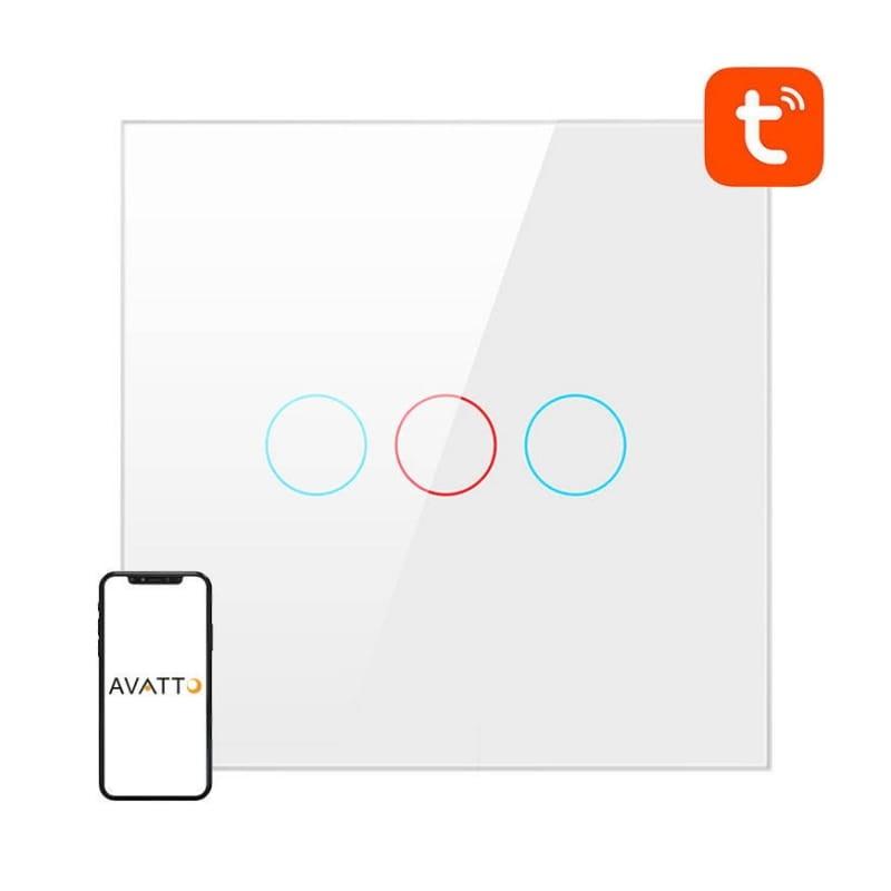 Avatto TS02-EU-W3 3 Botones WiFi Blanco - Interruptor Táctil Inteligente - aplicación compatible