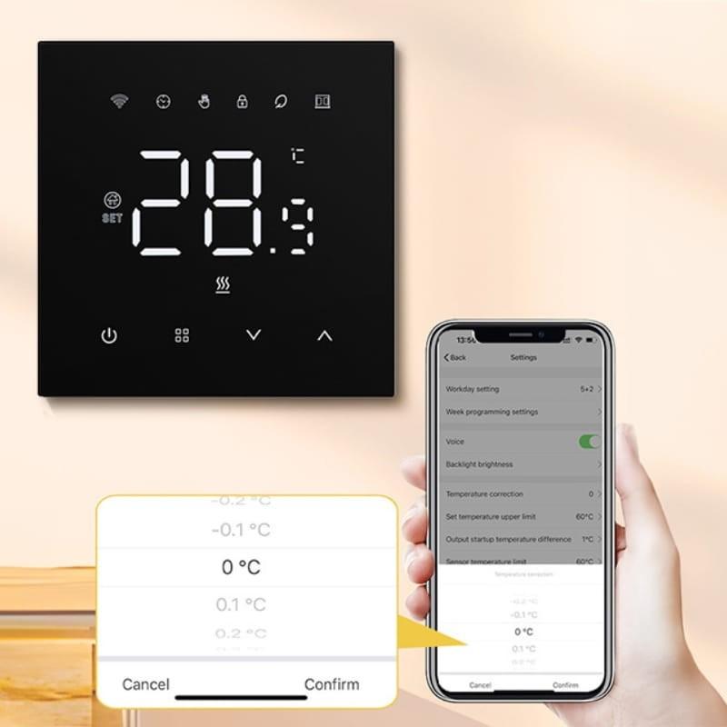 Avatto WT410-BH-3A-B WiFi Negro - Termostato Inteligente - ajuste de temperatura