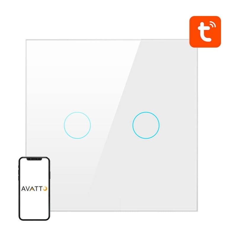 Avatto ZTS02-EU-W2 2 boutons ZigBee Blanc - Interrupteur tactile intelligent - application compatible