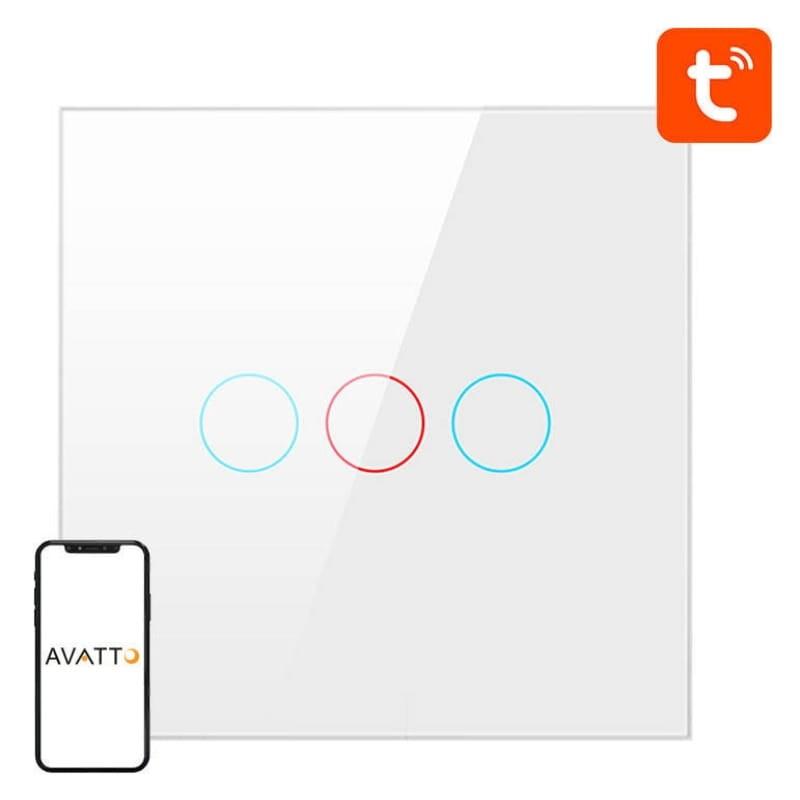 Avatto ZTS02-EU-W3 3 Botones ZigBee Blanco - Interruptor Táctil Inteligente - app compatible