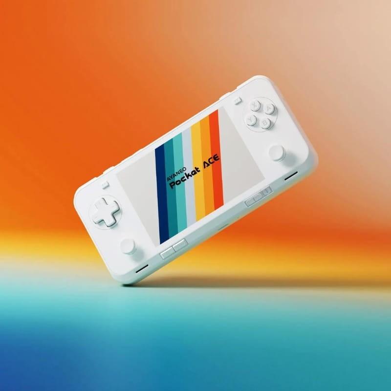 Ayaneo Pocket ACE Snapdragon G3x Gen 2 12Go/256Go Blanc - vue à 45 degrés