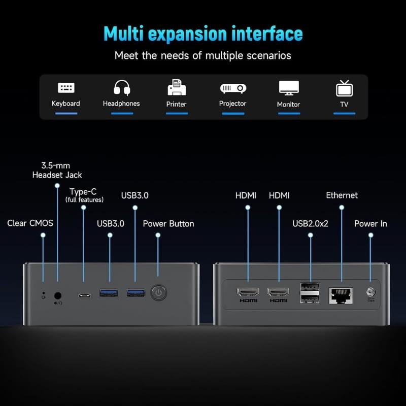 BMAX MaxMini B4 Turbo Intel N150/16Go/512Go/W11 - Ports mini-PC