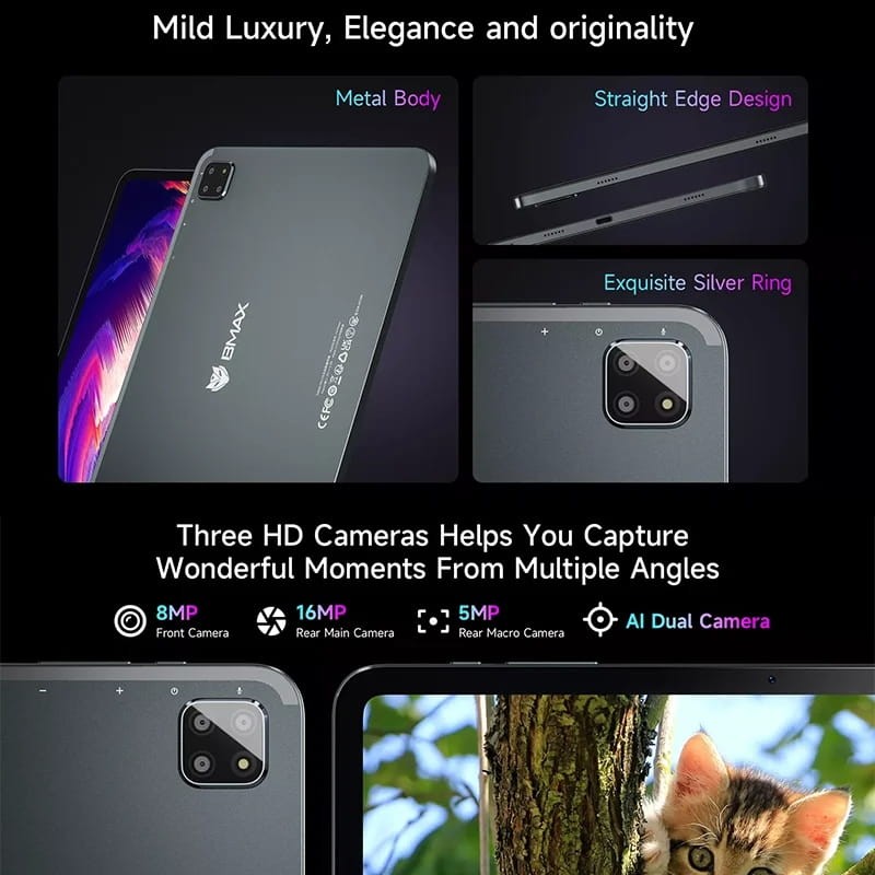 BMAX MaxPad I12 Power 11,4 8GB/256GB WiFi + 4G - conceção e câmaras